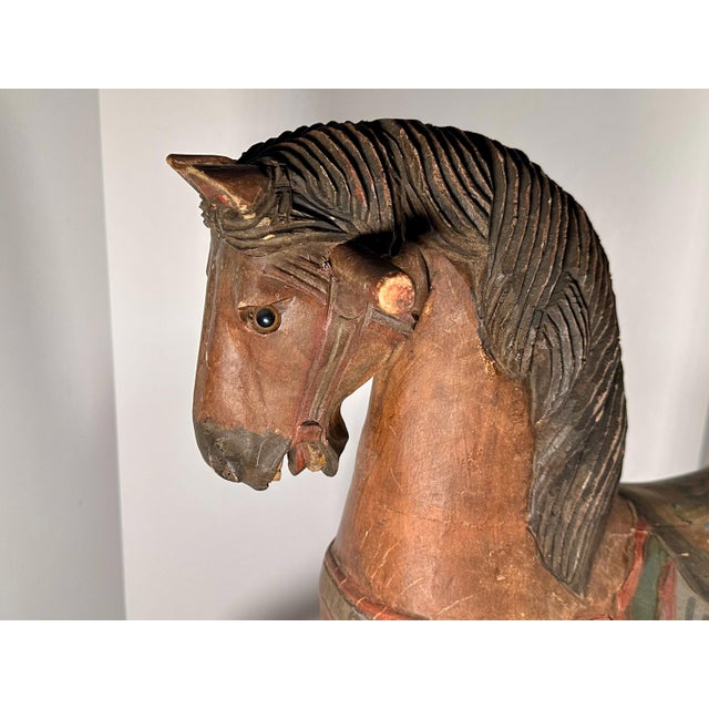 Brown Platform Rocking Horse Floor Pull Toy For Sale - Image 8 of 10