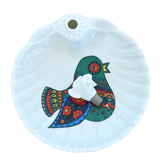 Vintage Porcelain Baby Warming Plate with Le Trèfle Bird Motif from Limoges, 1970s For Sale - Image 4 of 7