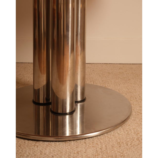 Vintage Italian Circular Dining Table in Wood and Metal, 1970s, in Good conditions. Designed 1970 to 1979