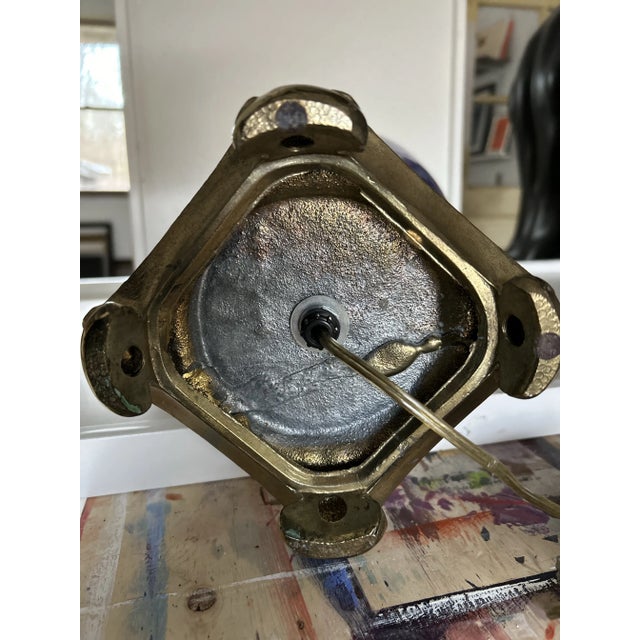 1990s 1990's Hand Blown Lapis Color Table Lamp For Sale - Image 5 of 6