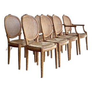 Vintage Boho Lorin Marsh Faux Bois Dining Chairs - Set of 8 For Sale
