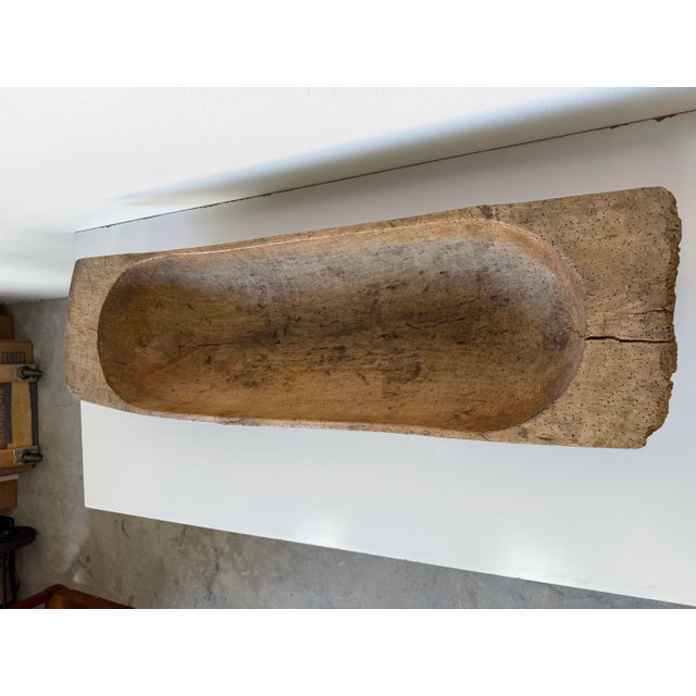 Antique Rustic Primitive Hand Carved Wood Dough Bowl For Sale - Image 9 of 12