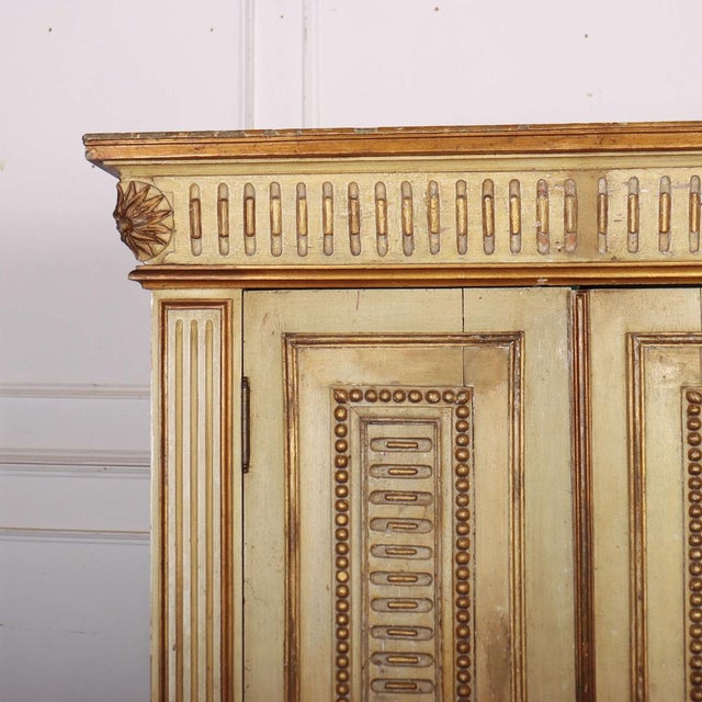 Pretty late 19th C Italian 2 door pine cupboard, original paint finish and very good provenance. 1890 Internal depth-24cm...