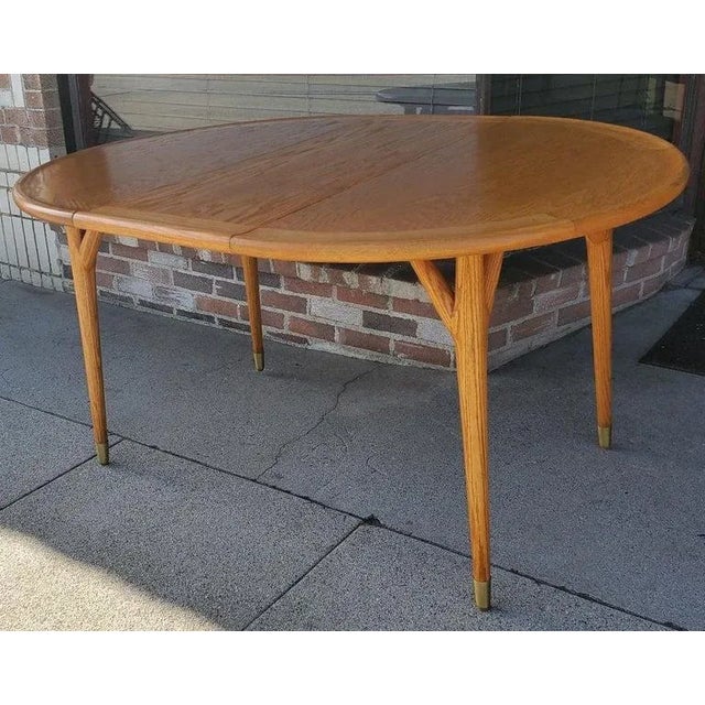 1950 Rare "Y" Leg Expandable Dining Table W 2 Leaves in the Style of Paul Laszlo For Sale In Los Angeles - Image 6 of 13