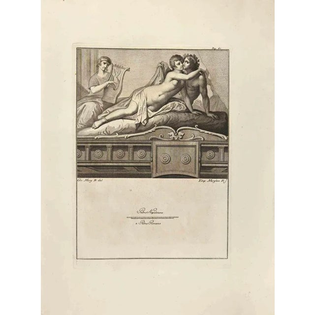 Lovingly from "Antiquities of Herculaneum" is an etching on paper realized by Filippo Morghen in the 18th Century. Signed...