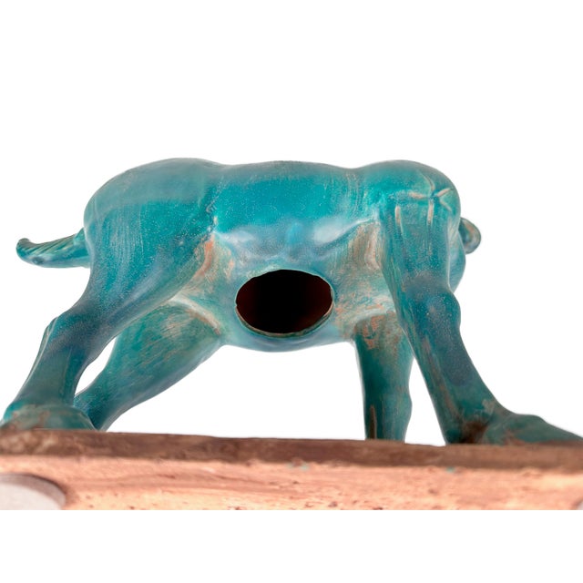Large Vintage Turquoise Ceramic Terracotta Asian Horse Sculpture For Sale - Image 10 of 11