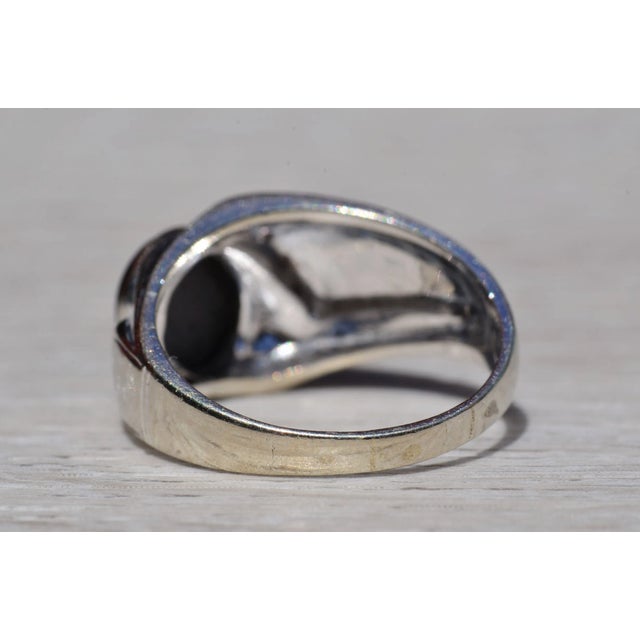 Metal The Cascorro: Gentlemen's 14K Black Star Sapphire and Diamond Ring For Sale - Image 7 of 11