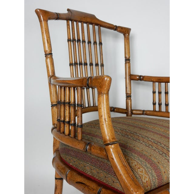 Hollywood Regency Wood Faux Bamboo Arm Chairs by Baker Chairish