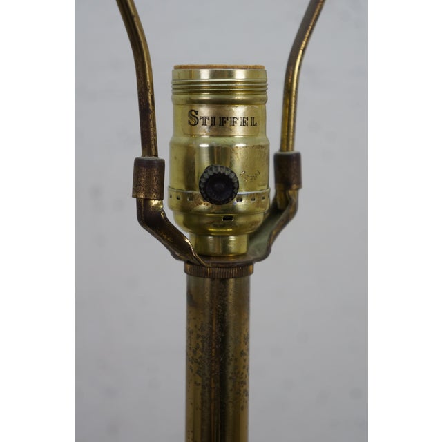 Stiffel Mid Century Hollywood Regency Brass & Porcelain Table Lamp MCM 37” For Sale - Image 6 of 14
