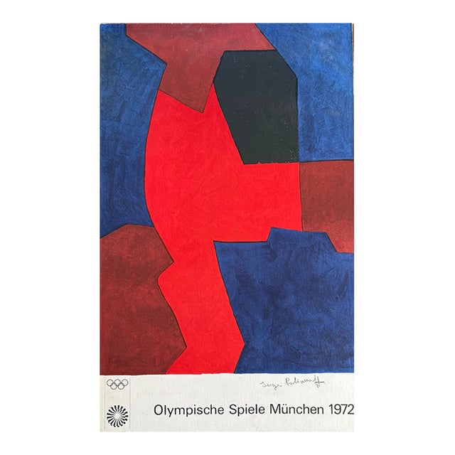 Vintage Original 1972 Munich Olympics Sport Poster Signed by Artist Serge Poliakoff - Abstract For Sale