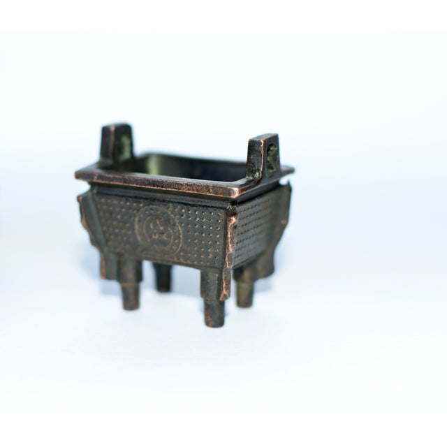 Antique Chinese Mini Bronze Censers Set of 3 Incense Burners For Sale - Image 9 of 15