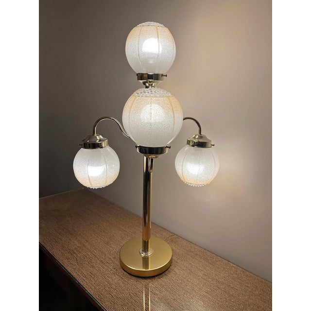 Metal Vintage Five-Globe Brass Sculptural Table Lamp For Sale - Image 7 of 10