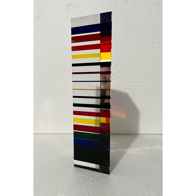 Vasa Velizar Mihich, Hand Signed Dated 2001 Colorful Acrylic Vasa Laminated Lucite Triangle Sculpture, 2001 For Sale - Image 16 of 18