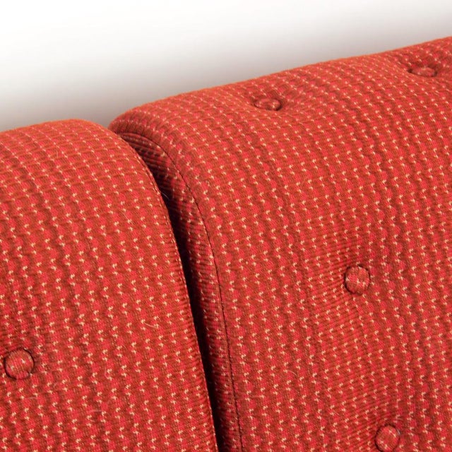 1970s Vintage Space Age Modular or Sectional Curved Sofa in Red Fabric, Tatra Czechoslovakia 1970s, Set of 4 For Sale - Image 5 of 17