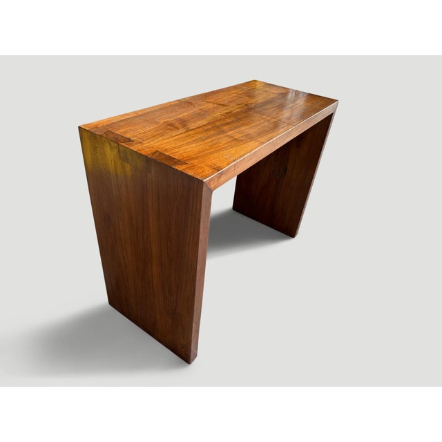 Contemporary Andrianna Shamaris Minimalist Teak Wood Console Table For Sale - Image 3 of 5