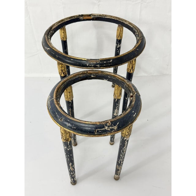 Early 20th Century French Louis XVI Style Painted Giltwood Marble Top Guéridon Tables, Set of 2 For Sale - Image 9 of 18