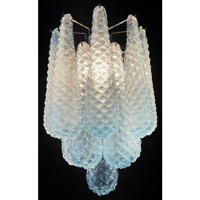 Vintage Blue Glass Petal Drop Wall Sconces, Murano, 1970s, Set of 2 For Sale - Image 12 of 15