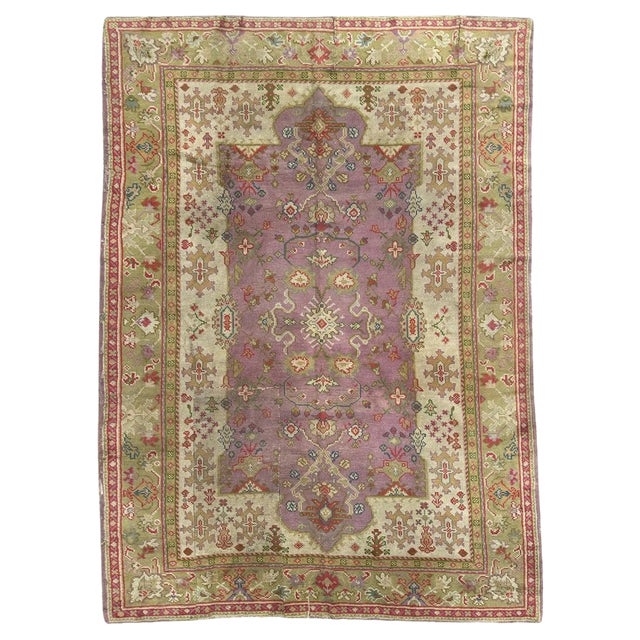 Turkish Ghyordes Oushak Rug, 1890s For Sale