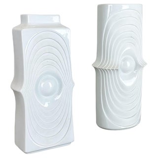 Op Art Porcelain Vases by Royal Bavaria KPM, Germany, 1970s, Set of 2 For Sale
