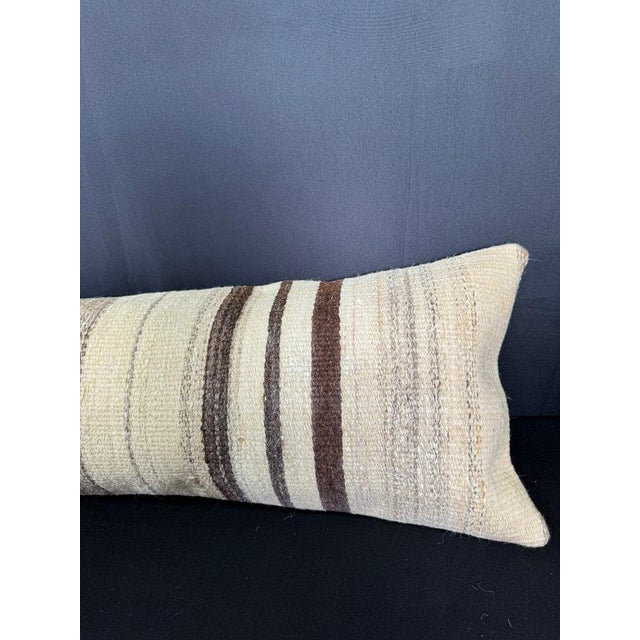 Turkish Hemp Pillow Cushion Natural Beige Brown Cushion Cover 12"x46" For Sale - Image 4 of 4