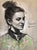 Ana by Natalia Fabia | Charcoal and colored pencil on paper portrait of a woman. For Sale