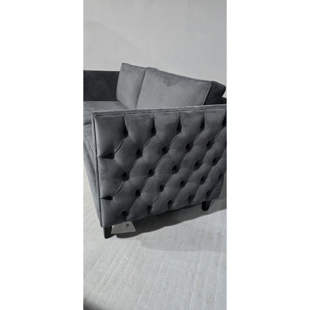 Vintage Blue Velvet Sofa For Sale - Image 4 of 7