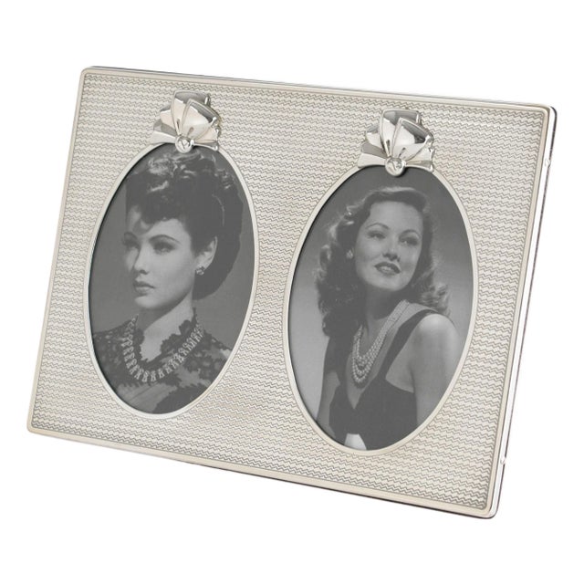 Christian Dior Sterling Silver Two Views Picture Frame with Bow Motif For Sale