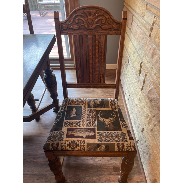 Wood Late 20th Century Jacobean Refractory Dining Table & Chairs For Sale - Image 7 of 12