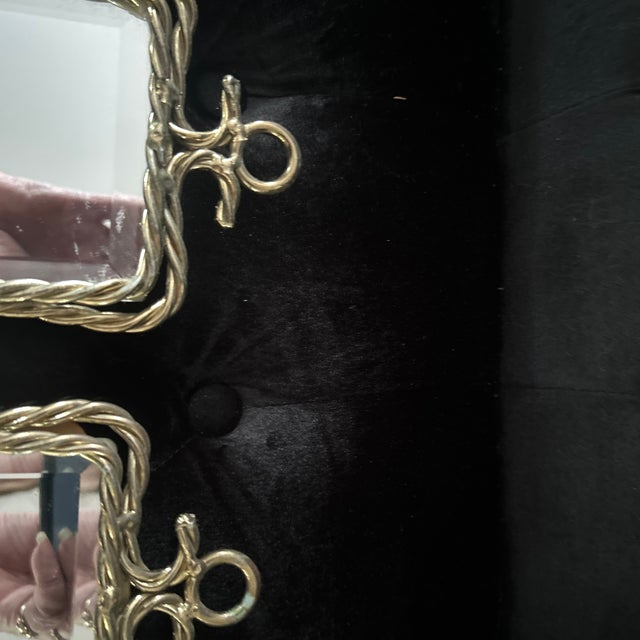 1960s Hollywood Regency 3 Piece Rope $ Tassle Mirrored Sconces & Center Mirror For Sale - Image 4 of 6