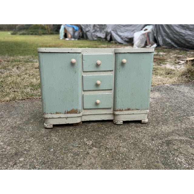 Vintage Hand-Painted Wood Cabinet For Sale - Image 4 of 7