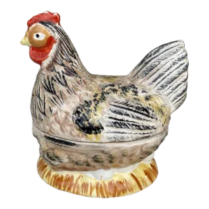 French Majolica Brown Hen Tureen Caugant