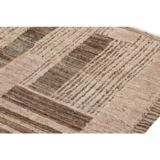 Moroccan Rug & Kilim’s Moroccan Style Rug in Beige-Brown with Geometric Patterns - 6x9 For Sale - Image 3 of 7
