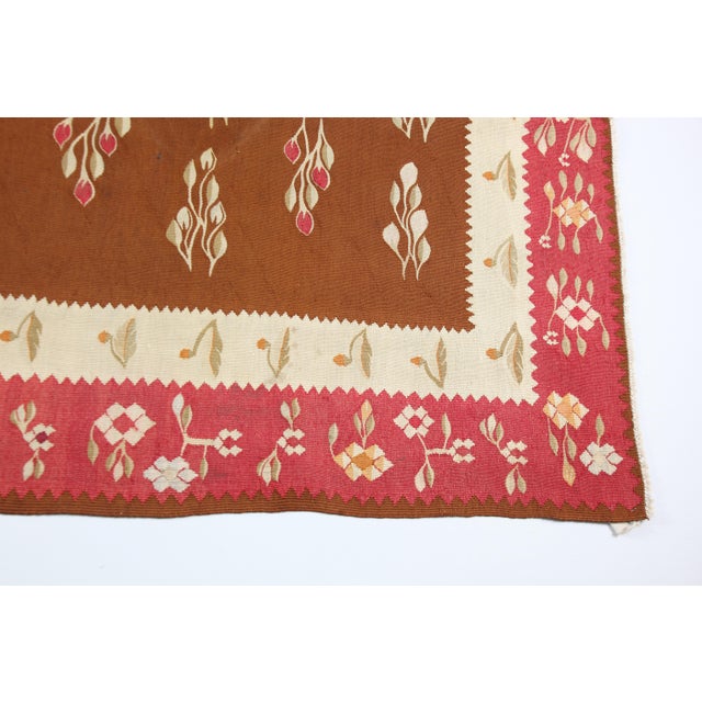 2000 - 2009 Handmade Oushak Reproduction Kilim With Modern Design For Sale - Image 5 of 11