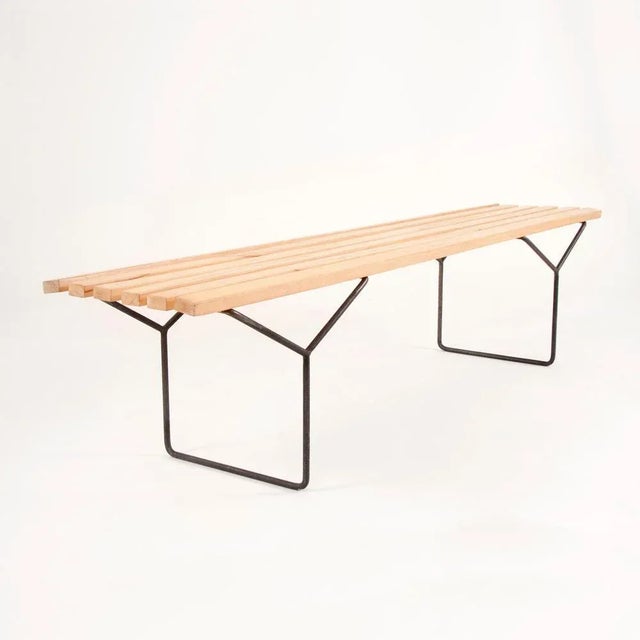 Mid-Century Modern Mid-Century Slat Bench attributed to Harry Bertoia for Knoll, USA, 1950s For Sale - Image 3 of 11