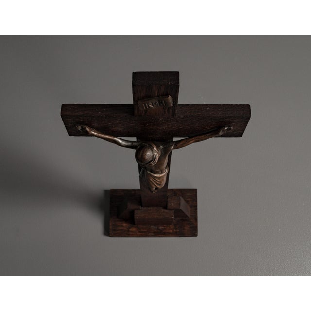 Brutalist Jesus Cross in Metal and Wood For Sale - Image 15 of 18