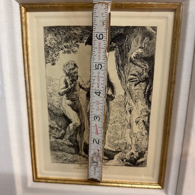 1980s Etching of Adam and Eve by the Dutch Master Rembrandt Van Rijn. Framed For Sale - Image 5 of 12