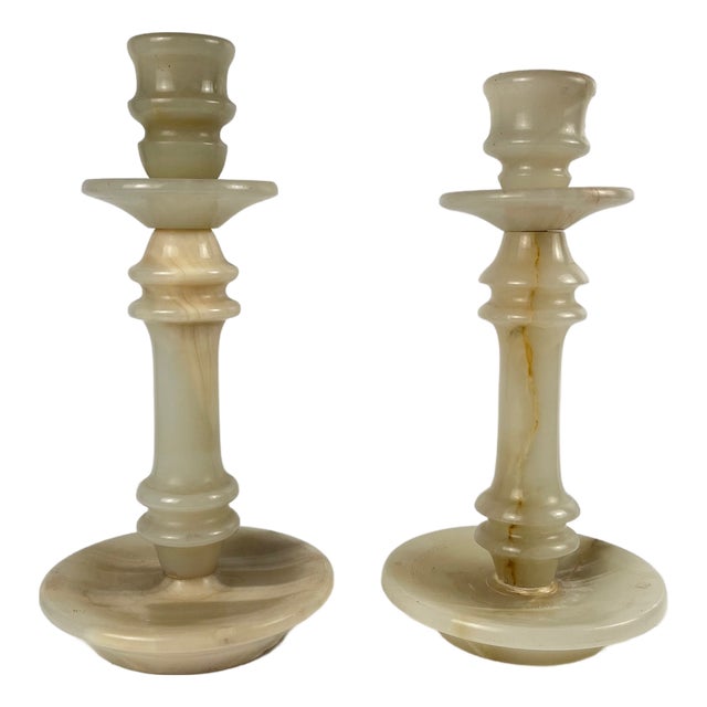 Alabaster Candlesticks, 1960s, Set of 2 For Sale