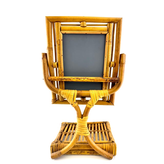 Vintage Italian Mid Century Bamboo & Rattan Vanity Mirror With Storage Shelf For Sale In Little Rock - Image 6 of 10