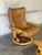 Ekornes Stressless Tan Leather Lounge Chair With Ottoman Mid-Century Modern 1980s For Sale - Image 10 of 13