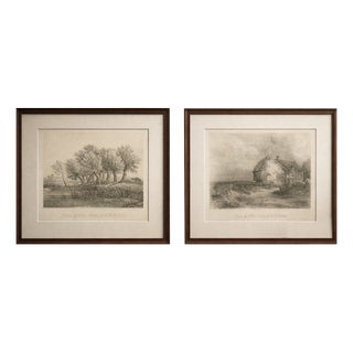 After D. Cox & C. Barber, English Cottage & Trees, 1811, Etchings, Set of 2 For Sale