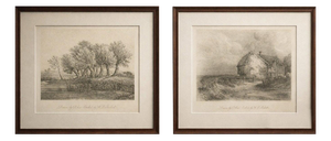 After D. Cox & C. Barber, English Cottage & Trees, 1811, Etchings, Set of 2