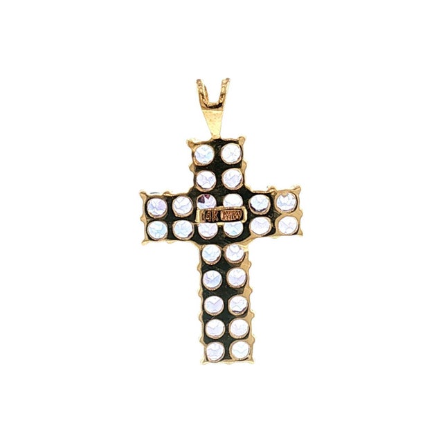 Modern Late 20th-Century 14 Karat Yellow Gold Natural Tanzanite Cross Pendant For Sale - Image 3 of 5
