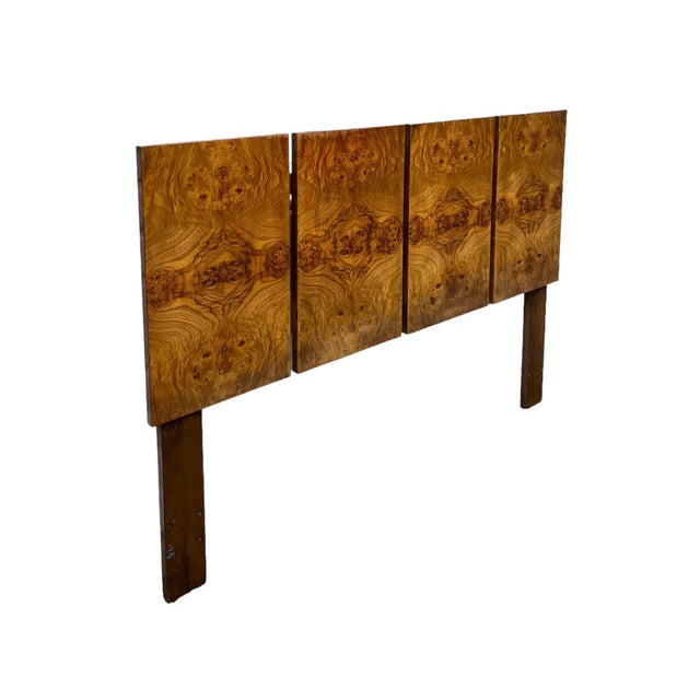 1970s Mid Century Modern Olive Burl Wood Queen Sized Headboard After ...