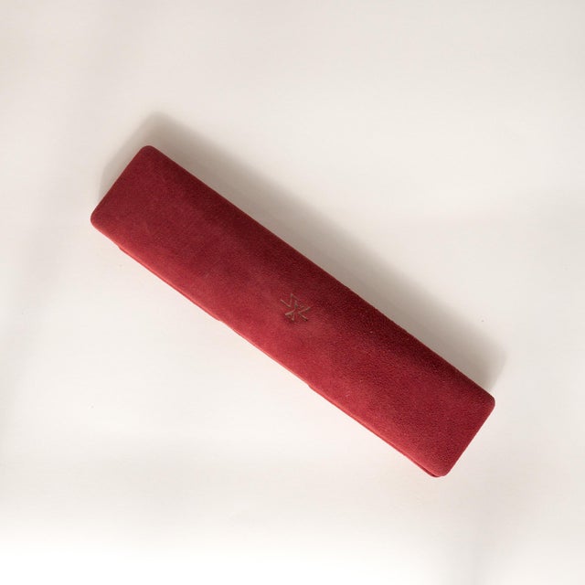 Champagne Vintage 1950's Gübelin 18k Yellow Gold & Enamel Watch With Silver Satin Dial For Sale - Image 8 of 13