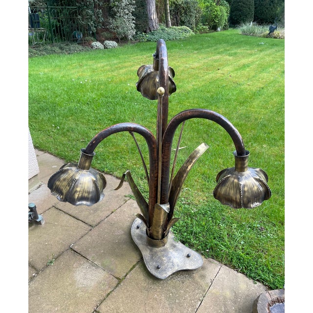 Floral Lamp in Brass and Copper, 1960s For Sale - Image 11 of 12