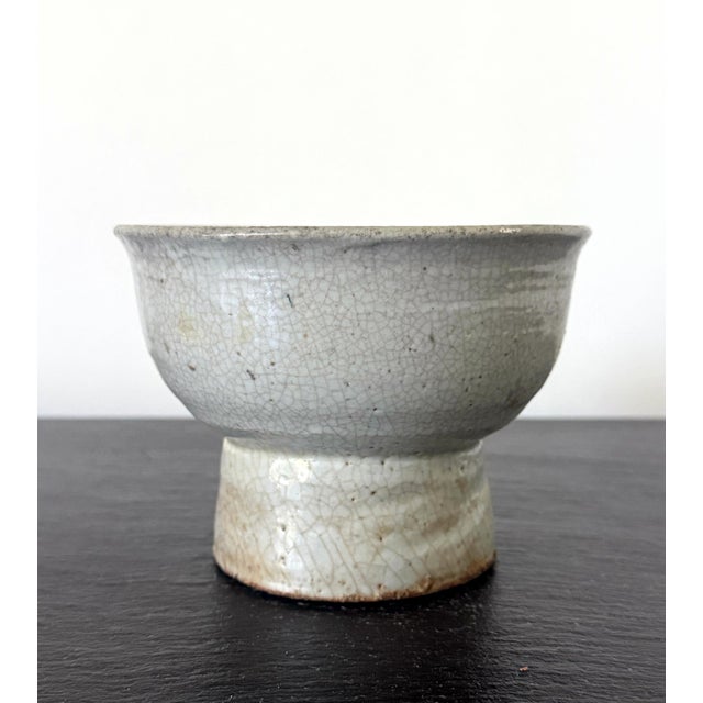 Early Korean White Ceramic Stem Bowl Joseon Dynasty For Sale - Image 14 of 16