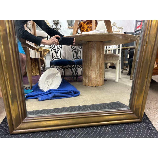 French 19th Century French Louis XVI Style Brass Mirror For Sale - Image 3 of 10