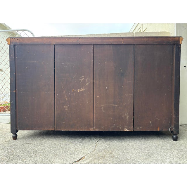 Wood Antique Victorian Walnut Sideboard Featuring Intricate Hand Carvings and Original Ornate Brass Hardware For Sale - Image 7 of 12