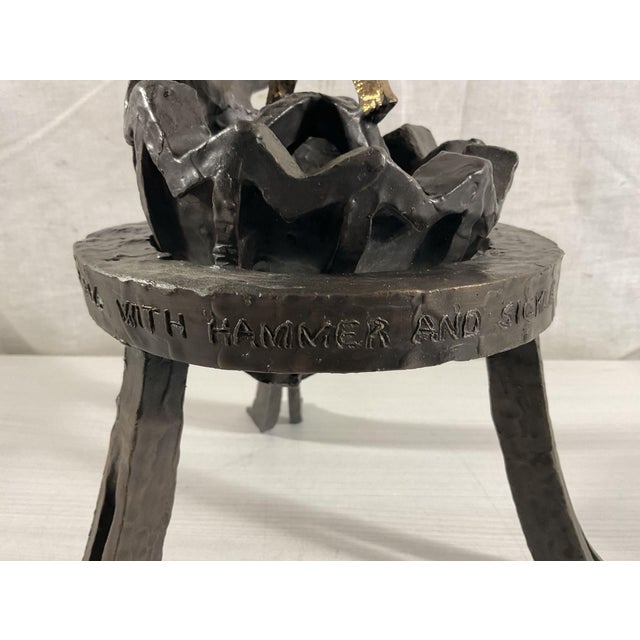 Metal Faberge Egg With Hammer and Sickle Bronze Sculpture by Herbert Simon, 1994 For Sale - Image 7 of 8