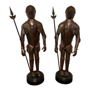 Early 20th Century , Victorian Hand Forged Suit of Armor Knight Figures, Partial Articulating - a Pa